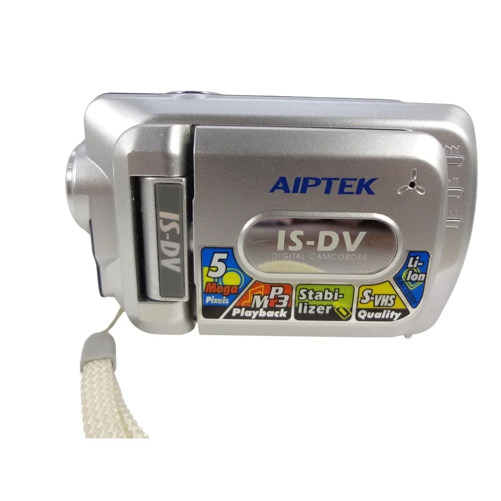 Vintage Aiptek ISDV Digital Camcorder 5MP Silver Bundle Logic Tripod SD Card Kit